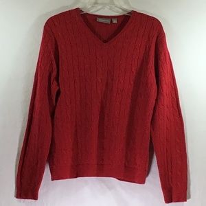 Croft & Barrow Red Glitter V-Neck Sweater